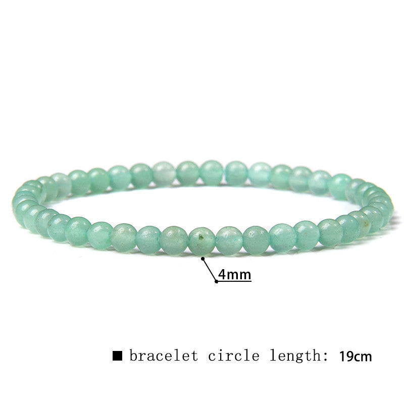 Elastic Beaded 4mm Natural Stone Beads Bracelet