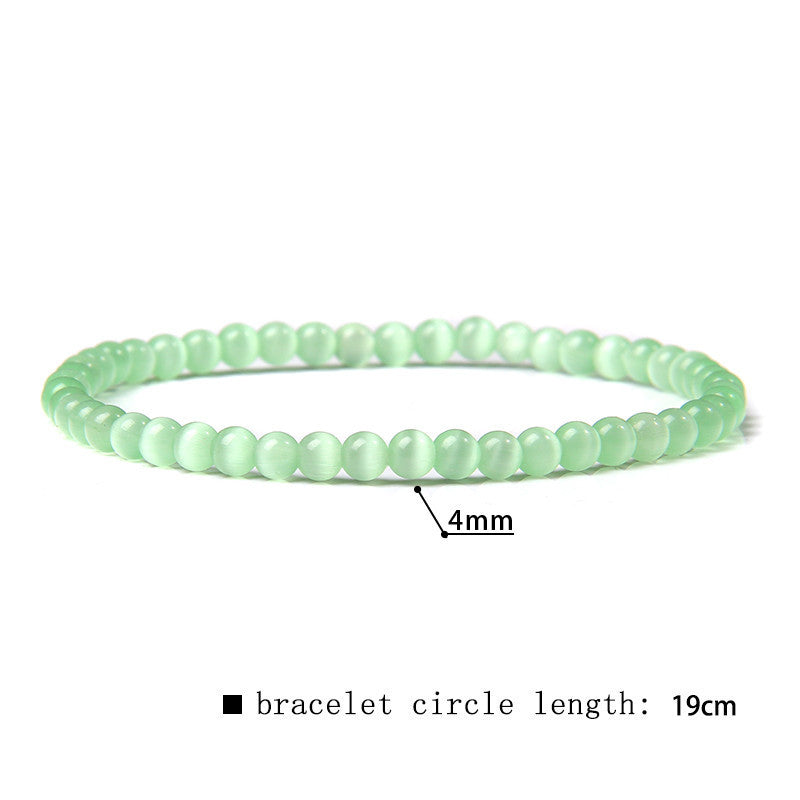 Elastic Beaded 4mm Natural Stone Beads Bracelet