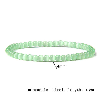 Elastic Beaded 4mm Natural Stone Beads Bracelet