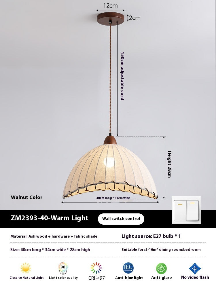 Fabric Shade Chandelier - Retro Iron Pendant Light for Dining & Bedroom