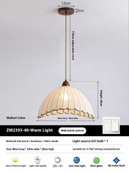 Fabric Shade Chandelier - Retro Iron Pendant Light for Dining & Bedroom
