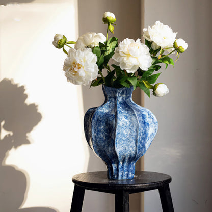 Hammered Ceramic Vase - Ming-Qing Style Chinese Porcelain Statement Piece
