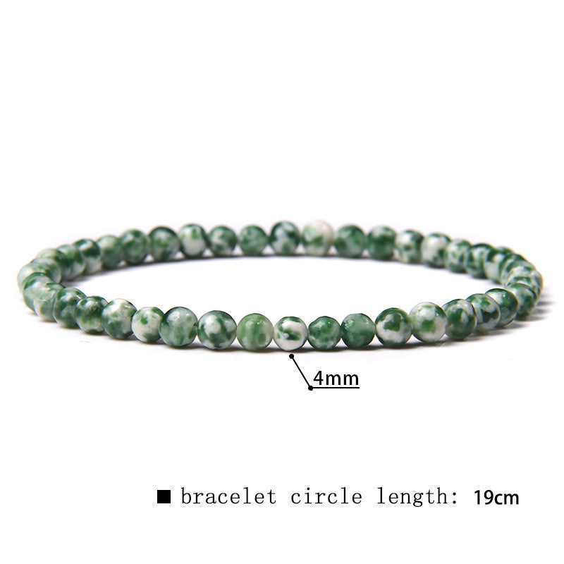 Elastic Beaded 4mm Natural Stone Beads Bracelet