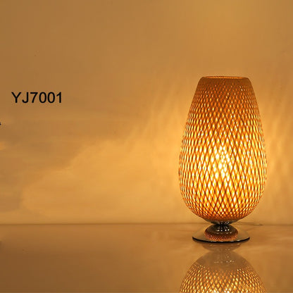 Bamboo Woven Table Lamp - Minimalist Asian Style Desk Light