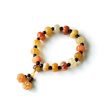 Natural Golden Silk Jade Pumpkin Beads Bracelet